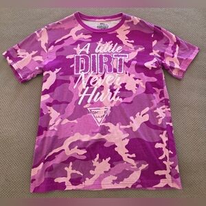 Monster Jam A Little Dirt Never Hurt Women's small 100% Cotton Tshirt purple